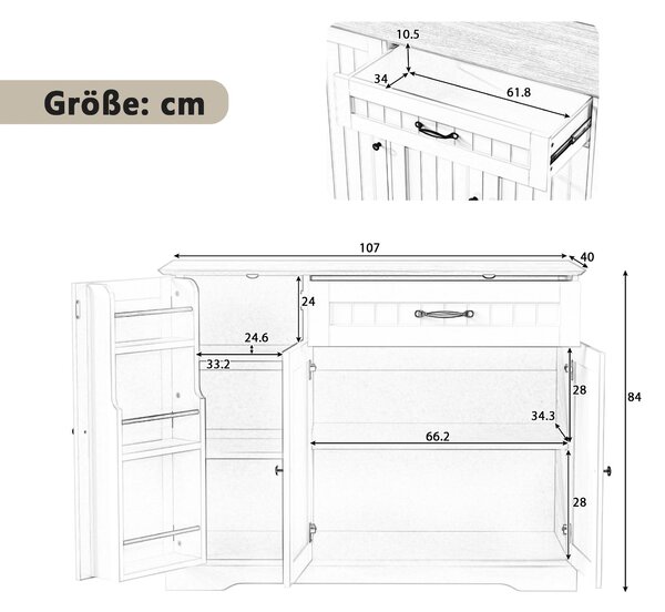 Moderní komoda Flieks se 3 dvířky a jednou zásuvkou, bufetová skříň 107 x 40 x 84 cm, komody, černá