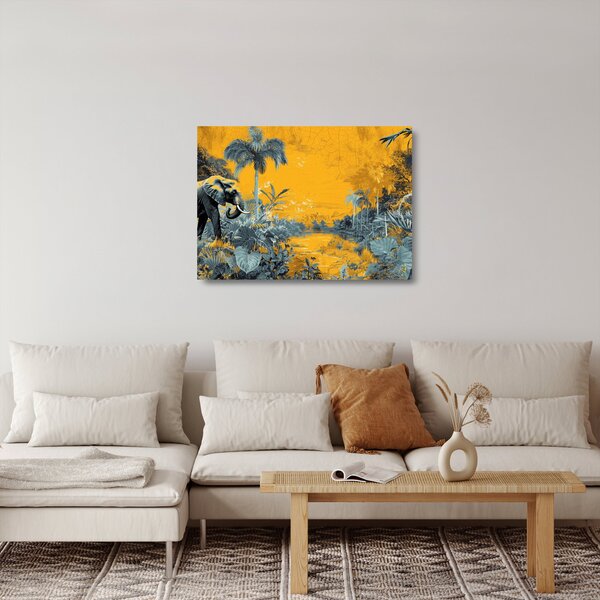 Skleněný obraz - Slon v přírodě (70x50 cm)