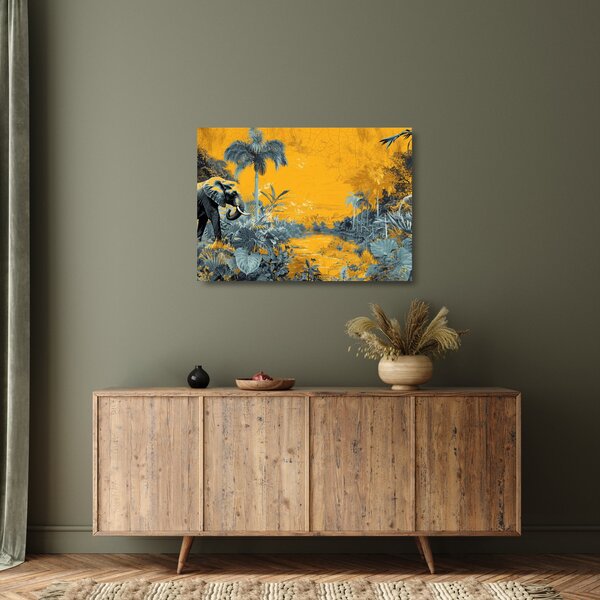 Skleněný obraz - Slon v přírodě (70x50 cm)