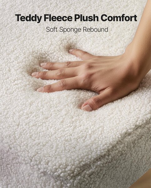 SucceBuy Moderní jídelní židle (sada 2 kusů) Židle s čalouněním Sherpa (nosnost 136 kg) k jídelním stolům, kompaktní kuchyňská židle s ergonomickým opěradlem a robustními černými kovovými nohami, bílá pro jídelny