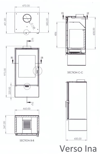 Verso Ina - krbová kamna 7,5 kW | Vysoce účinná krbová kamna - EEK A+