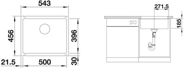 Blanco Subline 500-U keramický dřez 50x39.6 cm bílá 514506