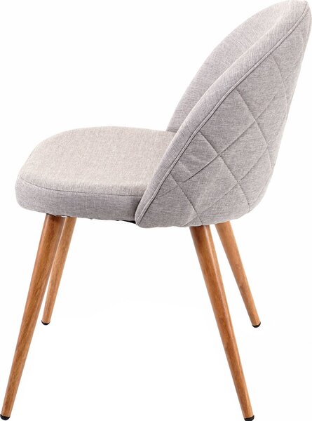 Sada 4 jídelních židlí HWC-D53, kuchyňská židle, retro design 50. let, látka/textil světle šedá
