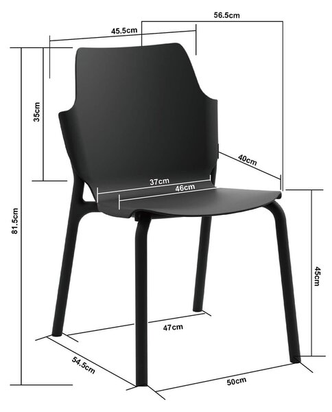 Stohovatelná jídelní židle Rebecca Mobili Zeran 83 x 56 x 47 cm, polypropylen, černá, moderní, sada 2 ks