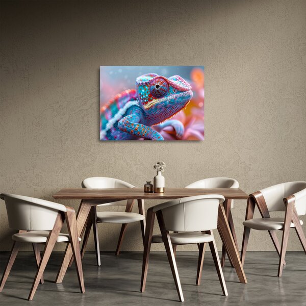 Skleněný obraz - Zbarvený chameleon (70x50 cm)