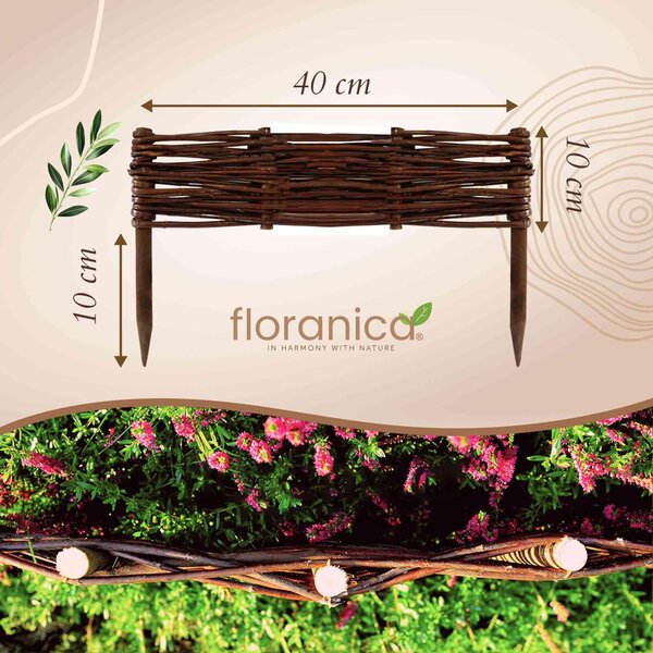 Floranica 5 kusů Vrbový plot 10 cm x 40 cm – Zahradní plot z vrbového proutí Palisáda Přírodní oplocení Ohraničení záhonu