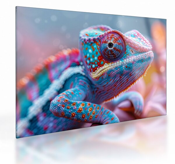 Skleněný obraz - Zbarvený chameleon (70x50 cm)