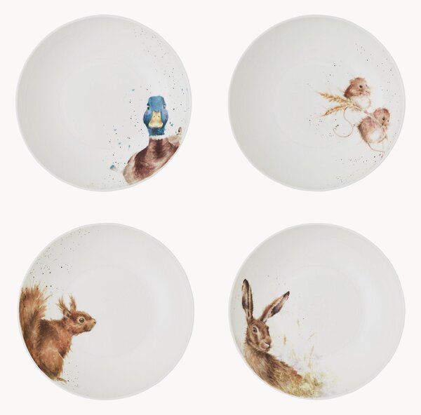 Sada hlubokých talířů z kostního porcelánu Royal Worcester, 4 díly