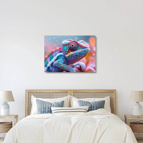 Skleněný obraz - Zbarvený chameleon (70x50 cm)