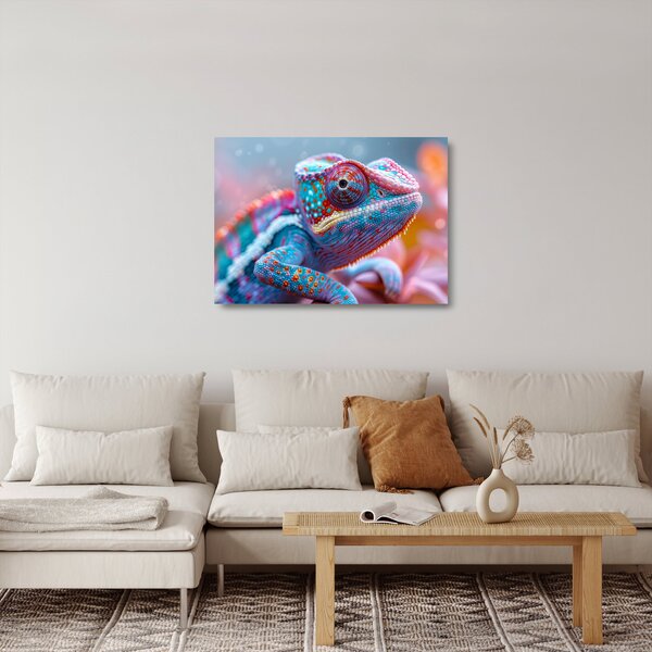 Skleněný obraz - Zbarvený chameleon (70x50 cm)