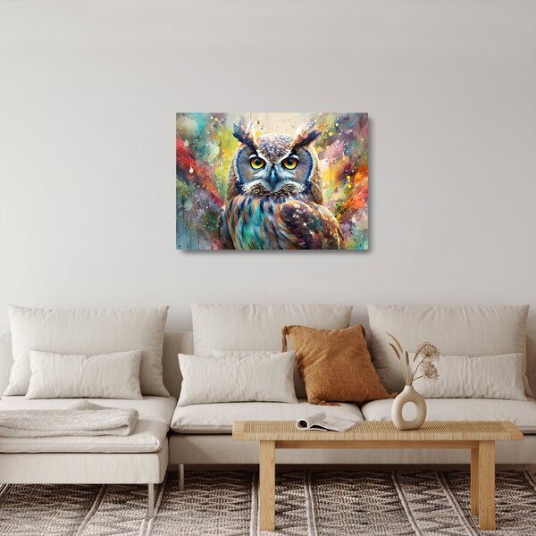 Skleněný obraz - Malba sovy (70x50 cm)