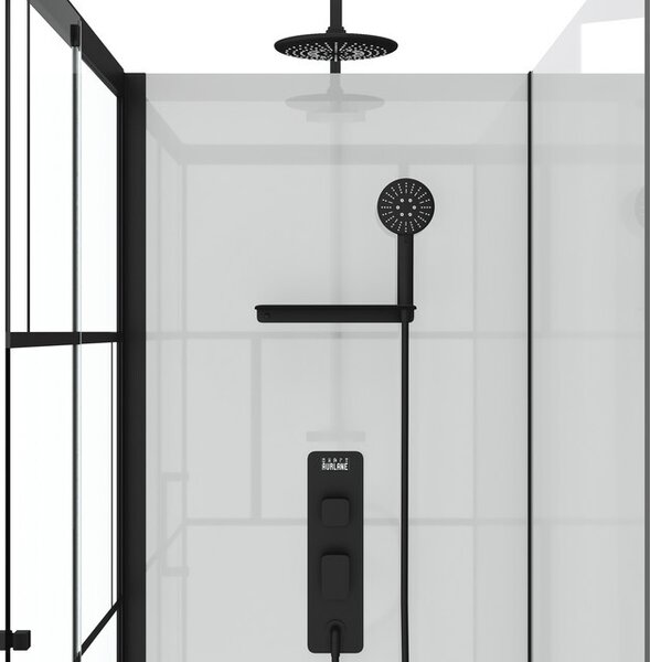 Kompletní sprcha MARWELL Designová kompletní sprcha Cihly 110 x 80 x 225 cm - Kompletní sada včetně sprchové vaničky a baterie - Rohová sprcha s čelním vstupem - Sprchový kout s vysoce kvalitními hliníkovými profily