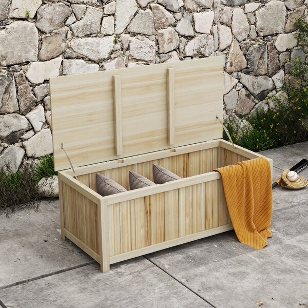 Outsunny Zahradní úložný box z dřeva s hydraulickými vzpěrami - 172L - 120L x 55W x 45H cm | Aosom