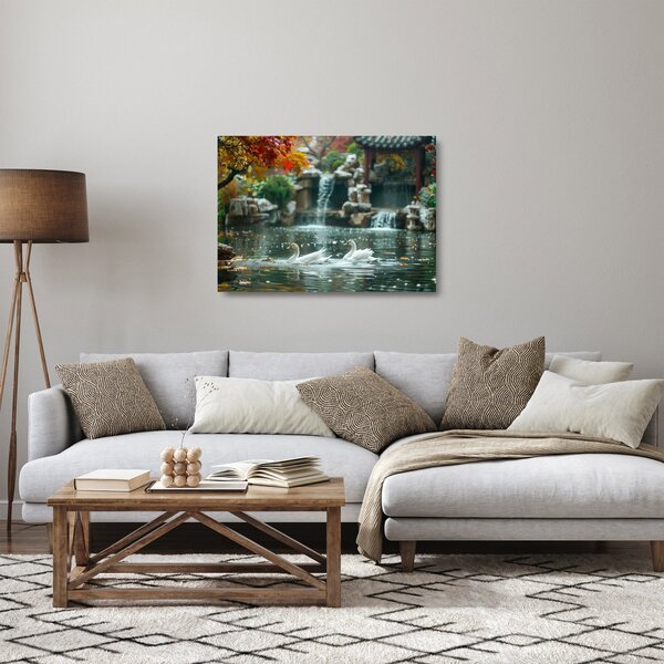 Skleněný obraz - Asijské jezírko (70x50 cm)