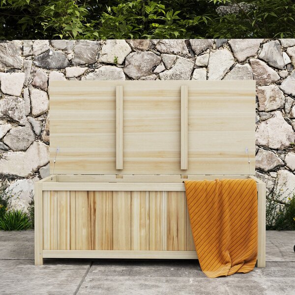 Outsunny Zahradní úložný box z dřeva s hydraulickými vzpěrami - 172L - 120L x 55W x 45H cm | Aosom