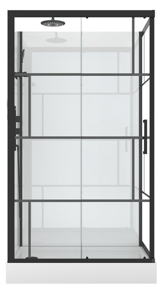 Kompletní sprcha MARWELL Designová kompletní sprcha Cihly 110 x 80 x 225 cm - Kompletní sada včetně sprchové vaničky a baterie - Rohová sprcha s čelním vstupem - Sprchový kout s vysoce kvalitními hliníkovými profily