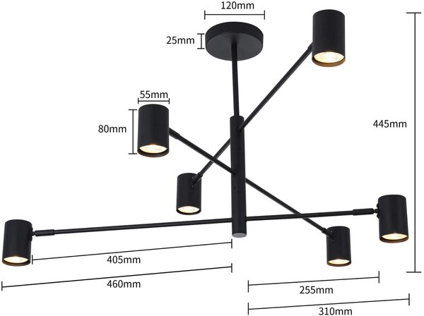 Light Prestige Snow stropní světlo 6x50 W černá LP-731/6PBK