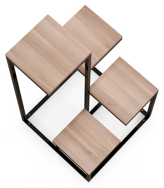 Outsunny Kovový a Dřevěný Stojan na Rostliny s Květinami 4 Úrovně Průmyslový Styl 40L x 40Š x 75,5V cm | Aosom