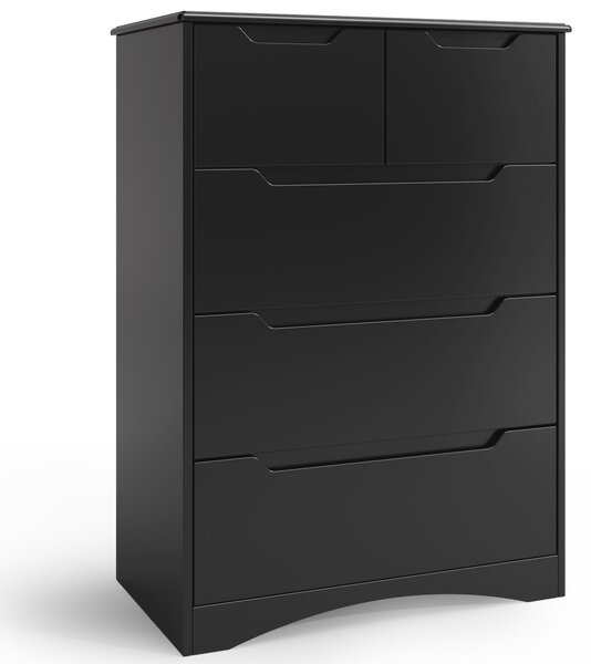 Komoda Bealife 72x41x94 cm | 3 + 2 zásuvky | Černá | Vyrobeno z MDF | S ochranou proti převrácení a pojezdy zásuvek | AP23