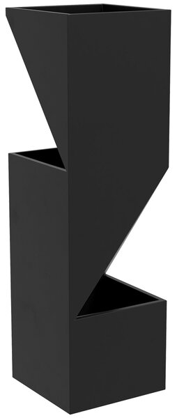 Květináč Outsunny, vnitřní květináč se 3 zónami pro sázení, s drenážními otvory, pro použití uvnitř i venku, kovový, 30 x 30 x 100 cm, černý | Aosom