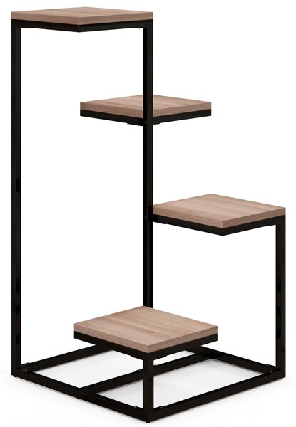 Outsunny Kovový a Dřevěný Stojan na Rostliny s Květinami 4 Úrovně Průmyslový Styl 40L x 40Š x 75,5V cm | Aosom
