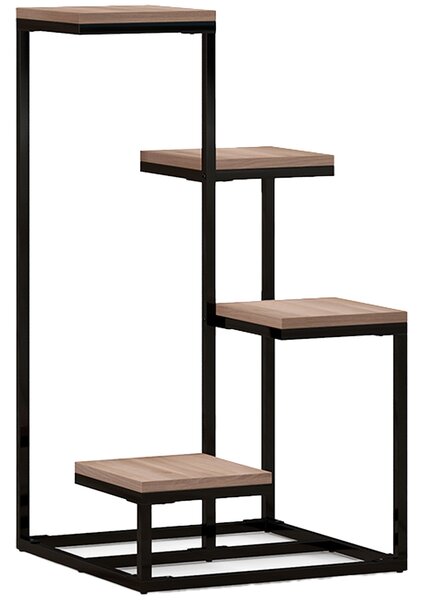 Outsunny Kovový a Dřevěný Stojan na Rostliny s Květinami 4 Úrovně Průmyslový Styl 40L x 40Š x 75,5V cm | Aosom