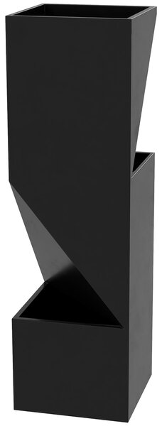 Květináč Outsunny, vnitřní květináč se 3 zónami pro sázení, s drenážními otvory, pro použití uvnitř i venku, kovový, 30 x 30 x 100 cm, černý | Aosom