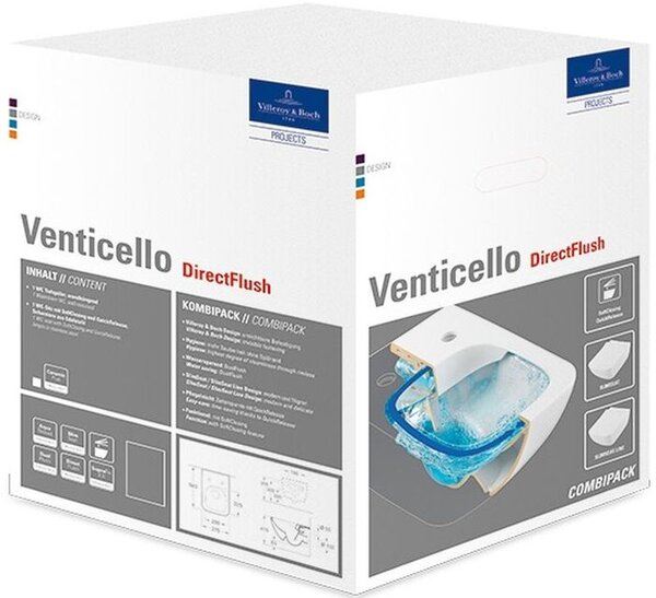 Villeroy & Boch Venticello combi-pack sada s prkénkem závěsná bez splachovacího kruhu bílá 4611RSR1