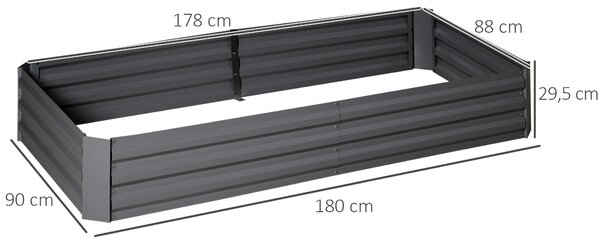 Outsunny Velkokapacitní Obdélníkový Kovový Zahradní Květináč 180 x 90 x 29,5 cm s Tyčemi pro Rajčata a Popínavé Rostliny | Aosom