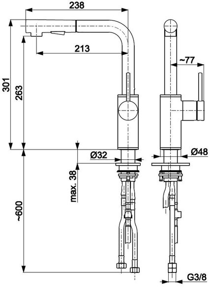 KFA Armatura Duero kuchyňská baterie stojící inox 6623-110-22