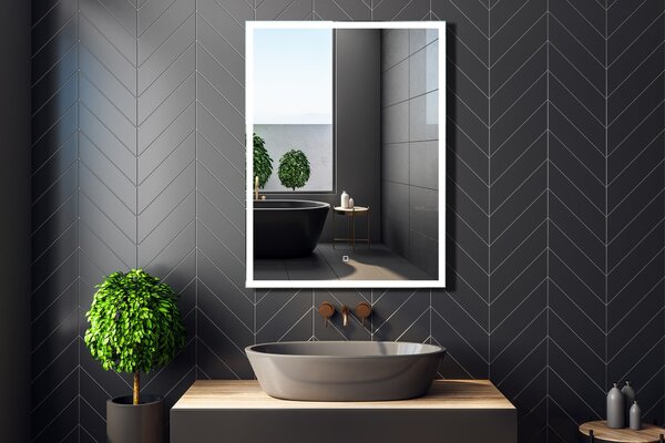 Venti Prymus zrcadlo 60x80 cm obdélníkový s osvětlením stříbrná 5907459662290