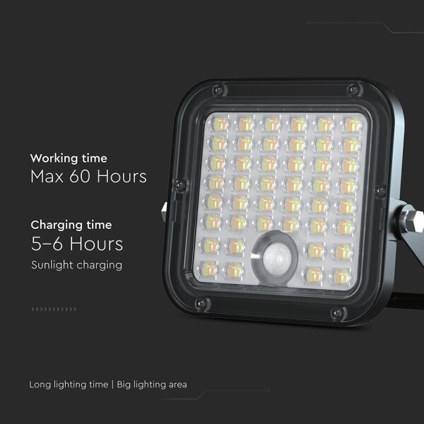 LED Stmívatelný solární reflektor se senzorem LED/10W/3,7V 4000/6000K IP65 + DO