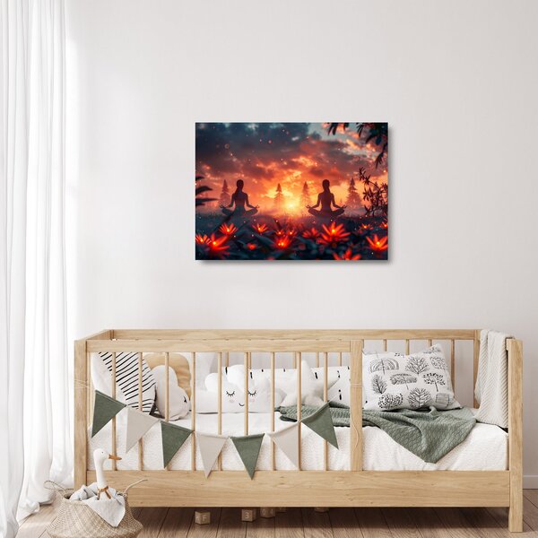 Skleněný obraz - Jóga v přírodě (70x50 cm)