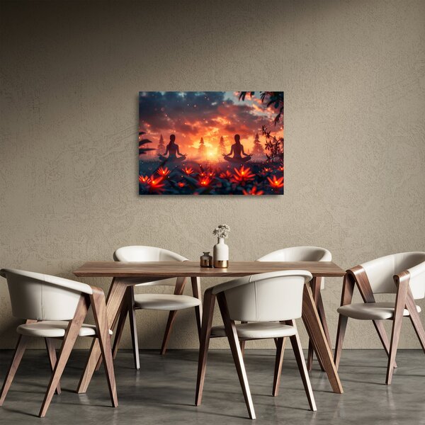 Skleněný obraz - Jóga v přírodě (70x50 cm)
