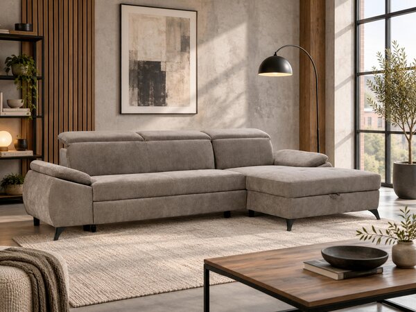 ROHOVÁ SEDAČKA, dřevo, textil, kompozitní dřevo, hnědá MID.YOU - Sedací soupravy, Online Only