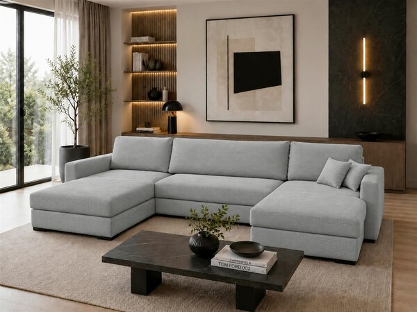 SEDACÍ SOUPRAVA, dřevo, textil, kompozitní dřevo, světle šedá MID.YOU - Rozkládací sedačky, Online Only