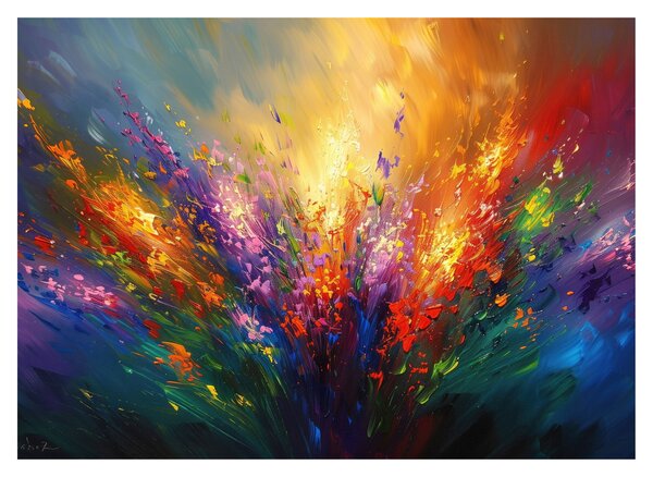 Skleněný obraz - Abstrakce květin (70x50 cm)