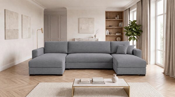 SEDACÍ SOUPRAVA, dřevo, textil, kompozitní dřevo, šedá MID.YOU - Rozkládací sedačky, Online Only