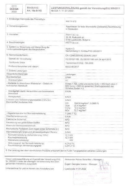 EEK A - Krbová kamna Prity K13 D 12,4 kW - Krbová kamna pro obývací pokoje
