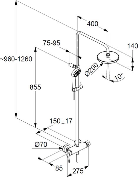 Kludi Dual Shower System sprchová sada na stěnu chrom 6808505-00