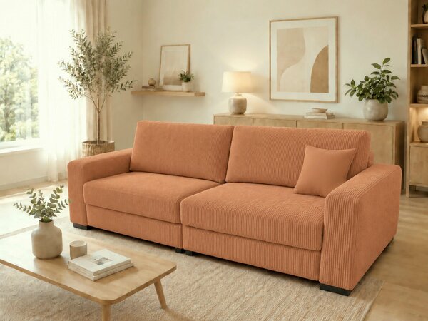 TŘÍMÍSTNÁ POHOVKA, dřevo, textil, kompozitní dřevo, terracotta MID.YOU - Pohovky, Online Only
