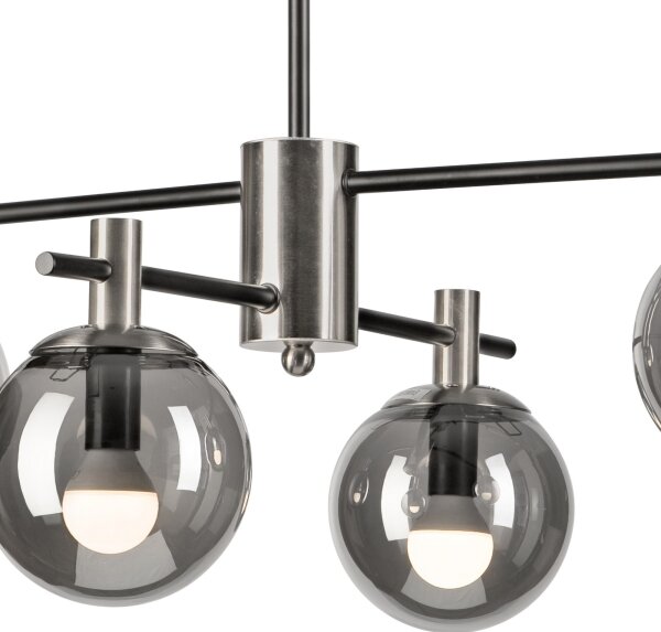 Lustr na tyči LILOU 4xE14/5W/230V matný chrom/kouřová