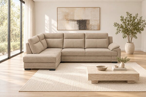 ROHOVÁ SEDAČKA, dřevo, textil, kompozitní dřevo, cappuccino MID.YOU - Sedací soupravy, Online Only