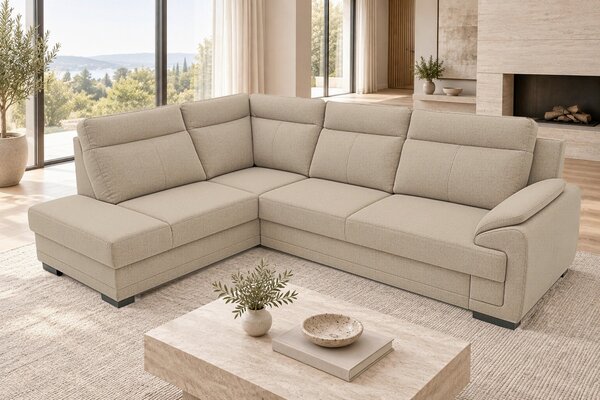ROHOVÁ SEDAČKA, dřevo, textil, kompozitní dřevo, cappuccino MID.YOU - Sedací soupravy, Online Only