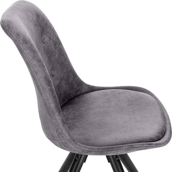 Happyment Lizi návštěvnická židle – tmavě šedá – jídelní židle – látkový potah – dřevěné nohy – sada 2 ks – výška sedáku 46 cm – Deluxe