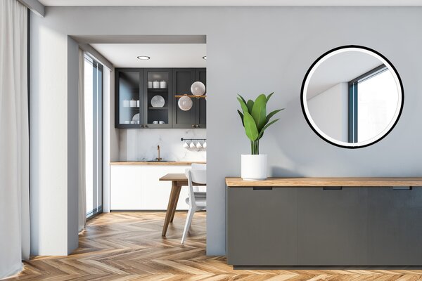 Venti Rund Led zrcadlo 70x70 cm kulatý s osvětlením černá 5907459662634