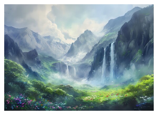 Skleněný obraz - Údolí vodopádů (70x50 cm)