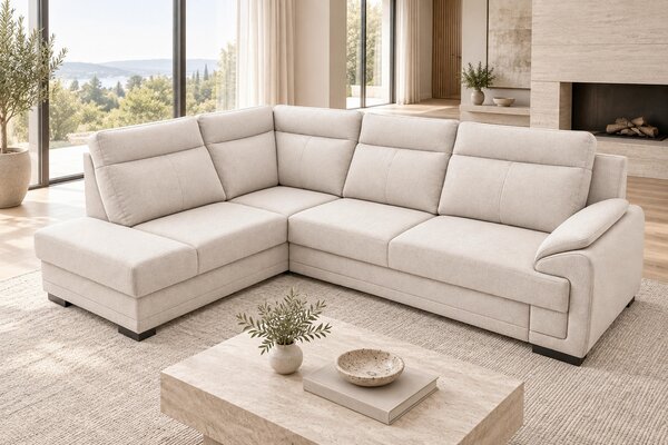 ROHOVÁ SEDAČKA, dřevo, textil, kompozitní dřevo, pískové barvy MID.YOU - Sedací soupravy, Online Only