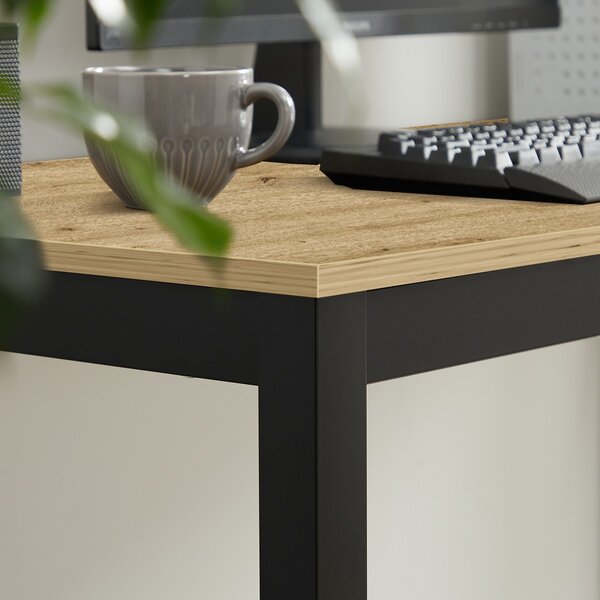 Černý jídelní stůl s deskou v dekoru dub artisan TESSA 120x60 cm