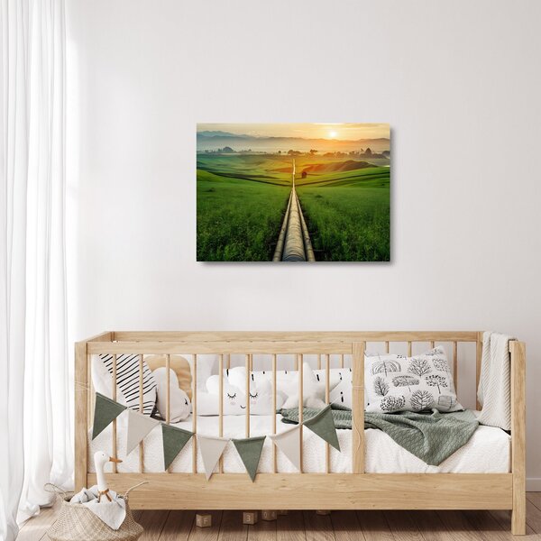 Skleněný obraz - Východ slunce nad údolím (70x50 cm)